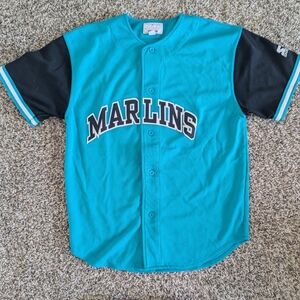 Starter Vintage Miami Marlins MLB Mesh Teal And Black Jersey Shirt Medium